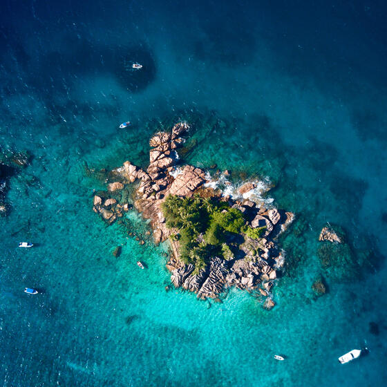 An overhead image of Ille Pierre Island in Seychelles.