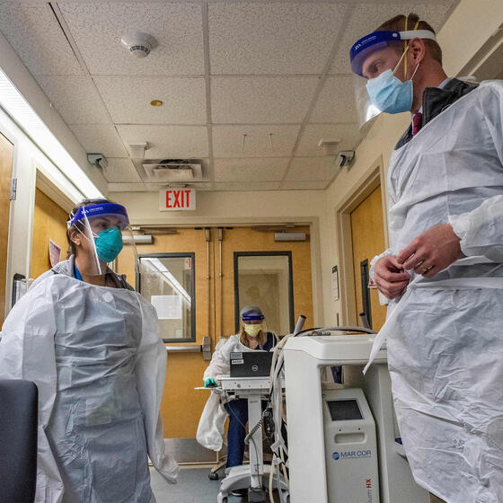 Staff at a VA hospital in West Roxbury, Massachusetts, this week.