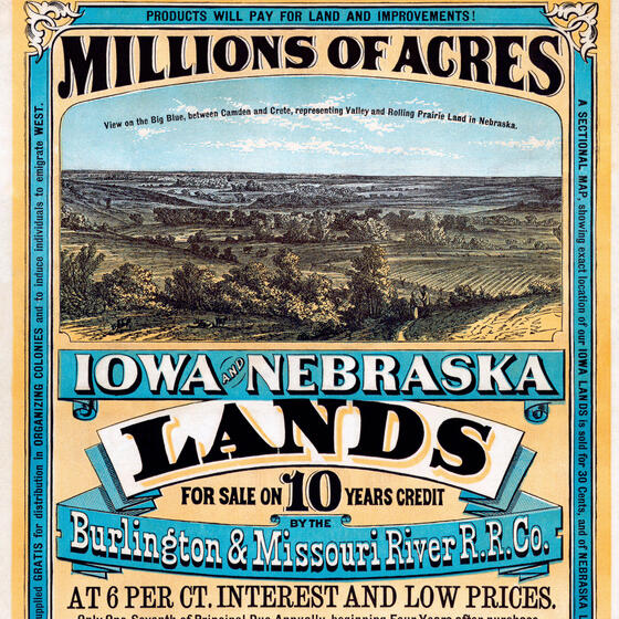 A nineteenth-century poster advertising land sales in Iowa and Nebraska