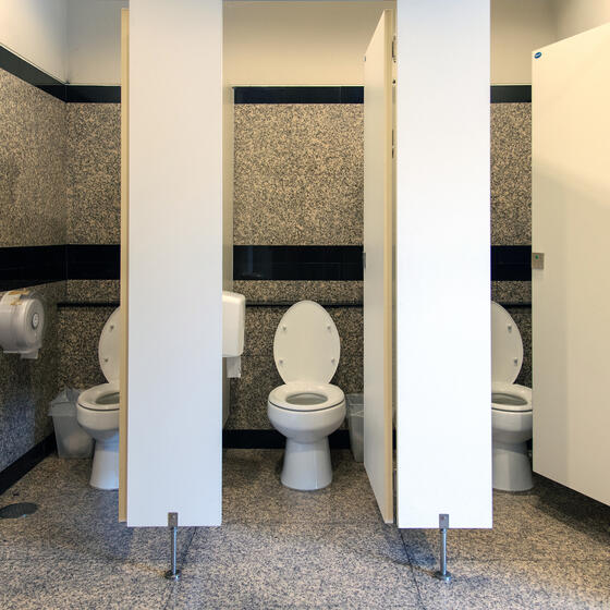Toilets in a public bathroom