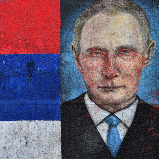 A mural of Vladimir Putin in Belgrade, Serbia