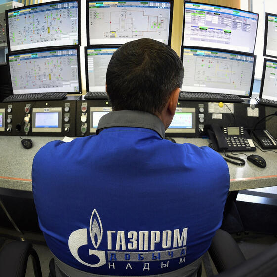 A Gazprom employee at the Bovanenkovo gas field on the Yamal peninsula in the Arctic circle in 2019.
