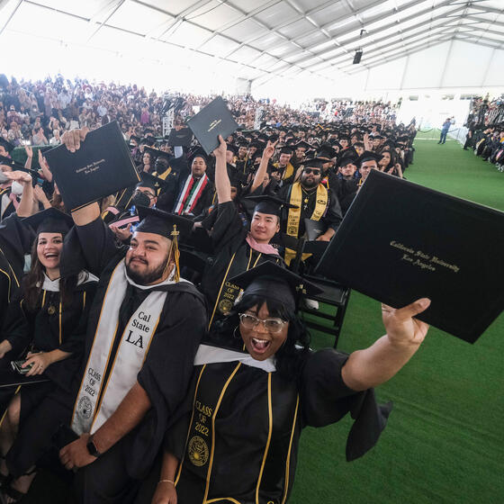 Graduates at California State University of Los Angeles's 2022 commencement ceremony in May 2022.