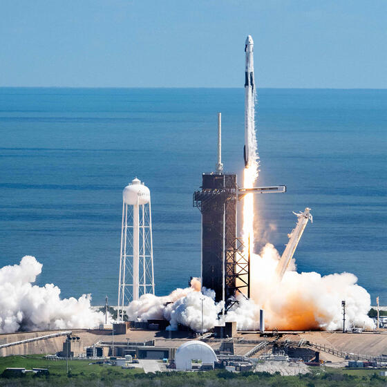 A SpaceX Falcon 9 rocket lifting off from the Kennedy Space Center in Florida on October 5.