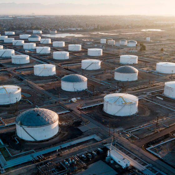 Oils tanks in Carson, California, in 2020.