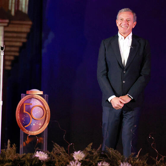 Bob Chapek (left) and Robert Iger at Walt Disney World in 2019.