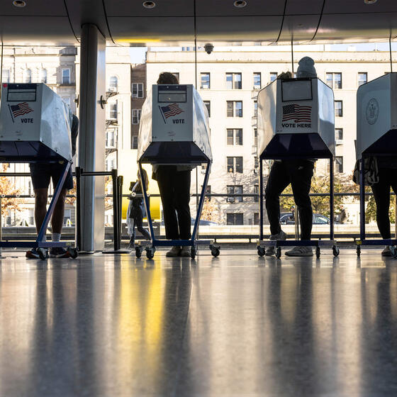 Voters at a polling station at the Brooklyn Museum on November 8.