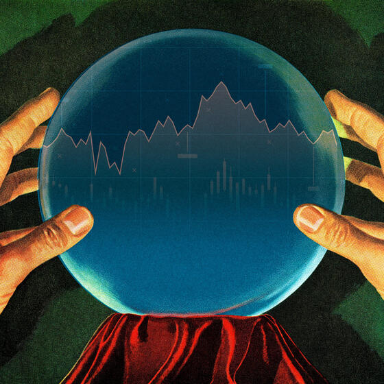 A crystal ball with a stock chart inside