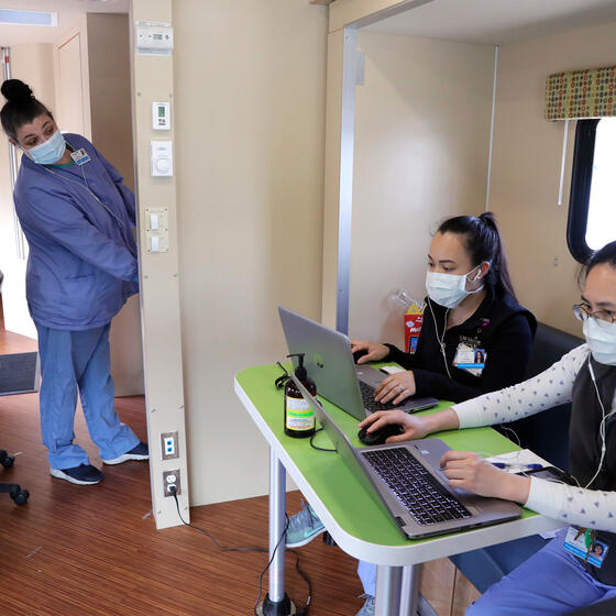 Staff at a mobile clinic in Seattle in April 2020.