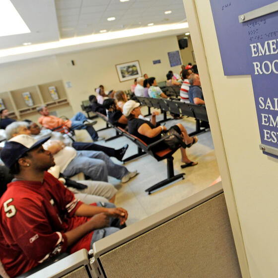 Patients waiting in an emergency department waiting room