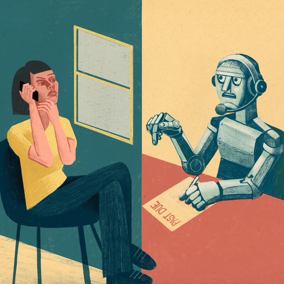 An robot talking to the debtor on the phone