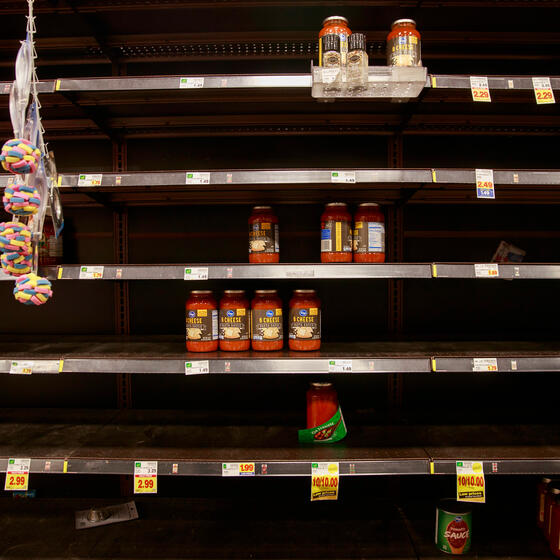 Empty grocery store shelves