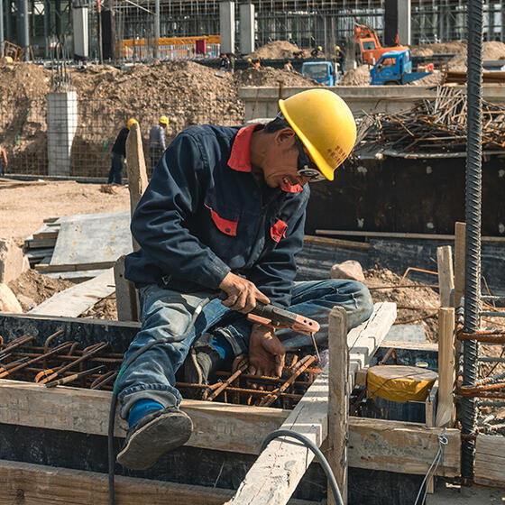 A construction worker in China