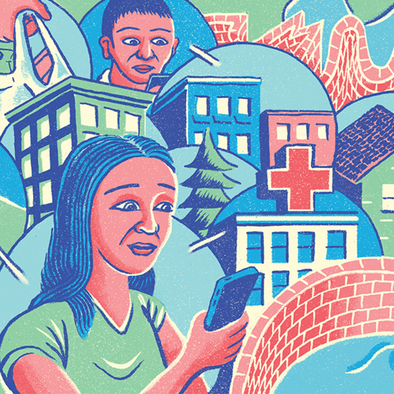 An illustration of immigrants in the U.S.