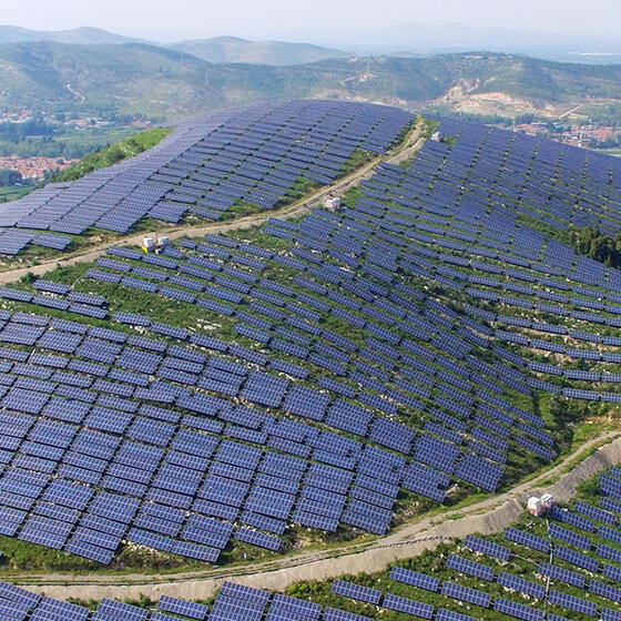 A solar generation project outside Linyi, China. Photo: VCG/VCG via Getty Images.