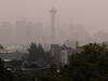 Seattle's Space Needle obscured by smoke from wildfires in September 2020. 