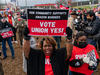 A rally supporting unionization for Amazon workers in Bessemer, Alabama, in February 2022. 