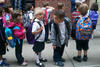 Kindergarteners lined up on the first day of school