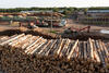 An aerial view of a stack of timber