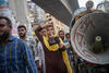 Workers protesting on the street in Bangladesh