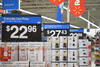 Displays with pricing visible at a Walmart