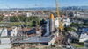 The California Science Center under construction, with a space shuttle visible